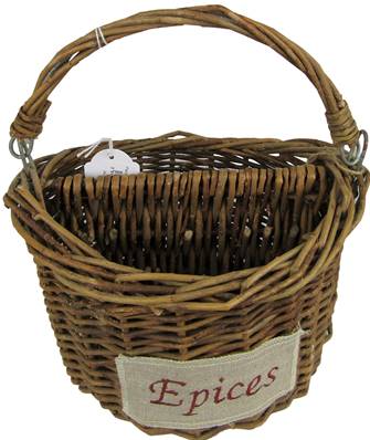 Panier osier "épices" 1 anse rabattable intérieur tissu beige