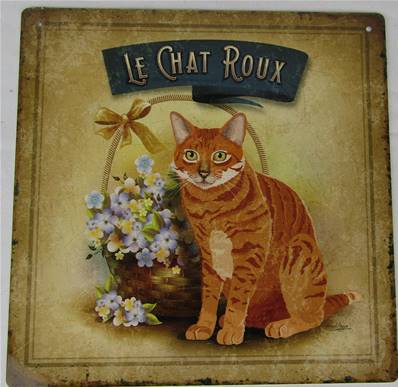 Plaque alu 19x19cm chat roux