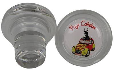 Bouchon en verre transparent Pays Catalan âne 2cv