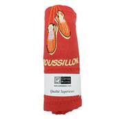 Torchon anneau uni brodé espadrille Roussillon rouge