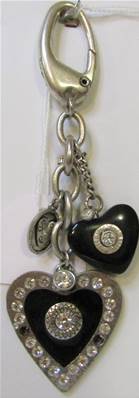 Porte clé coeur noir et strass