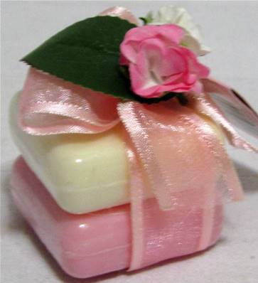 2 mini savons blanc/rose