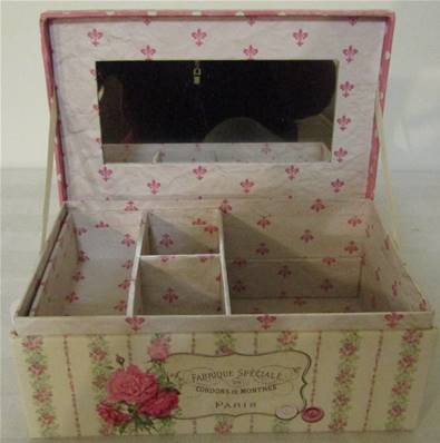 Boite à bijoux carton rose fleurs