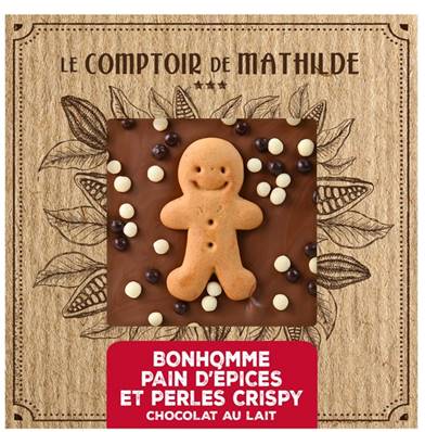 Tablette Chocolat Lait Bonhomme Pain D'Epice Et Perles Crispy 80G