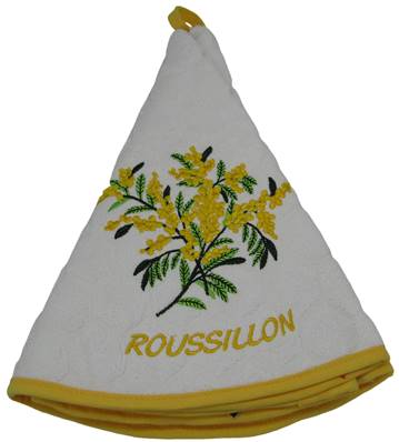 Essuie mains rond mimosa blanc Roussillon