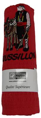 Torchon anneau brodé logo nid d'abeille uni rouge
