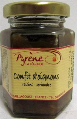 Confit d'oignon, raisins, coriande